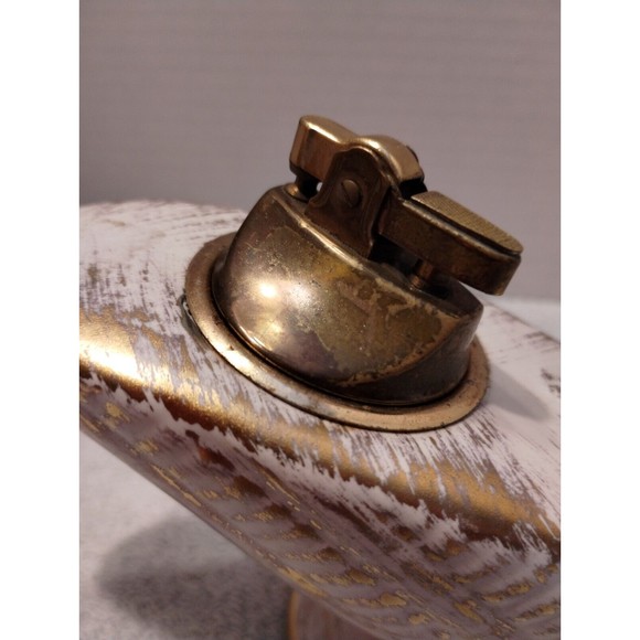 Vintage Table Lighter 22K Gold Tweed Glaze USA Rare Stamped Royal Haeger - Picture 7 of 10